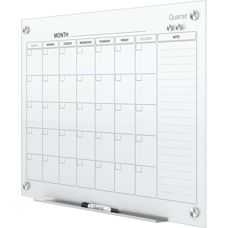 Quartet Wall Mounted Graphic Calendar Glass Board, 27.9" x 39.